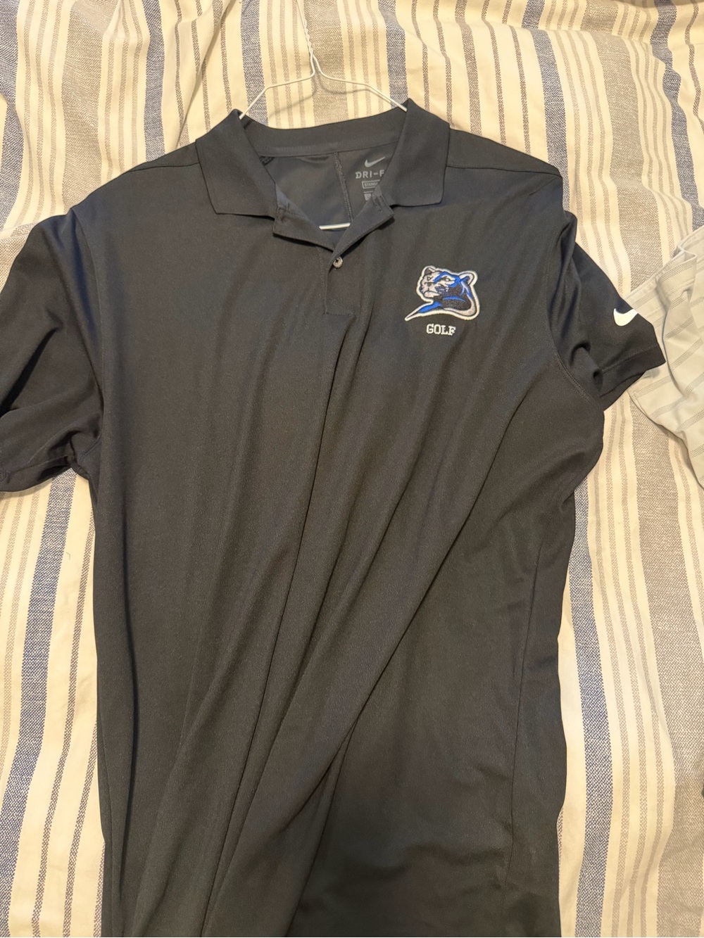 Nike Black Polo with Blue & White Golf Logo